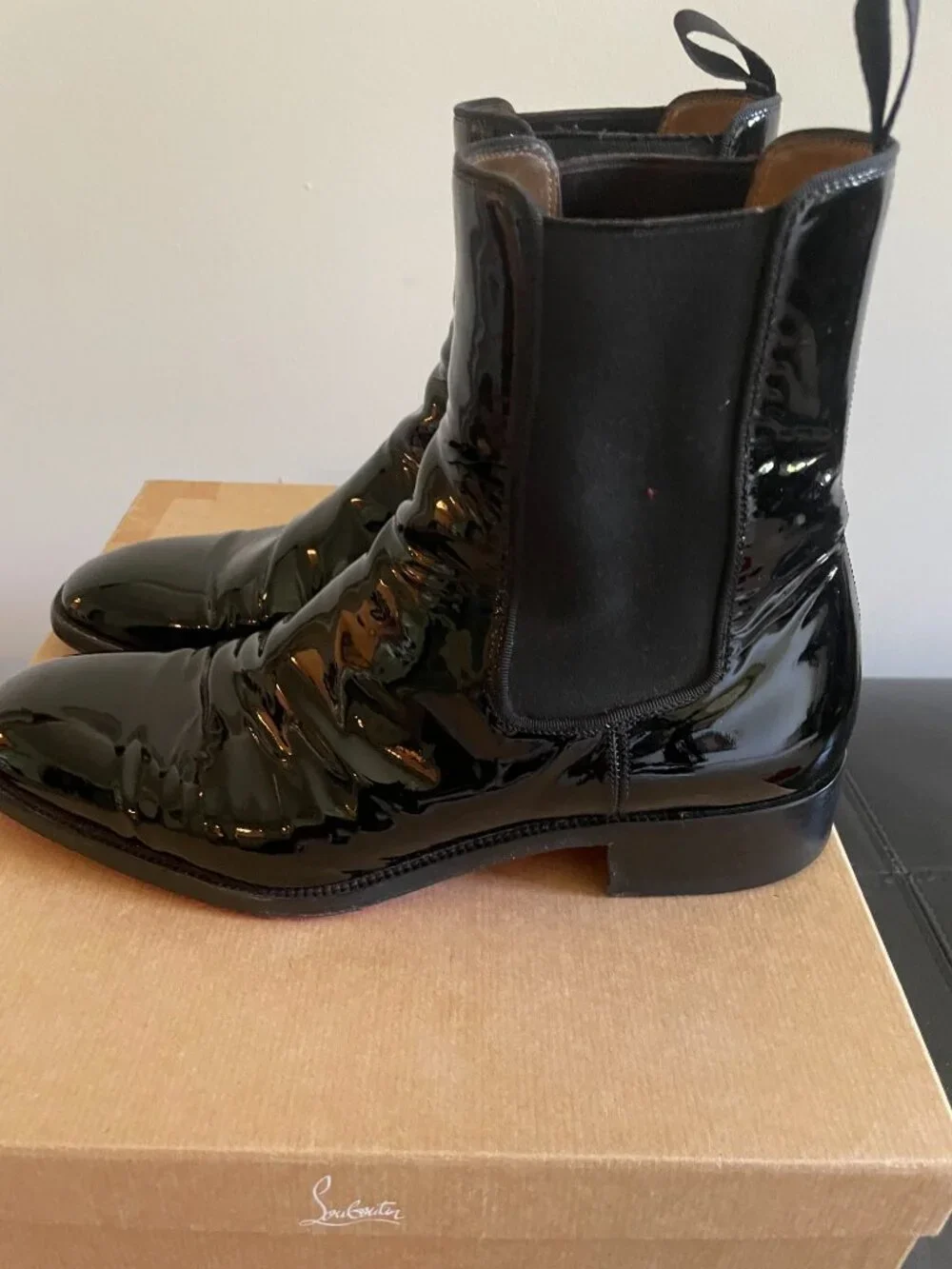 Men's size 7 Black Christian Louboutin Patent Leather Chelsea Boots